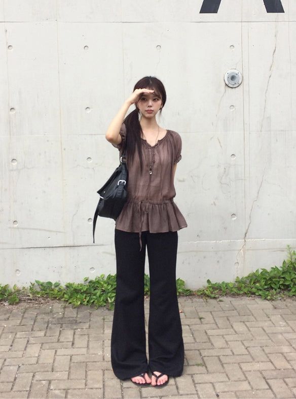Rowe Tencel Cotton Low-Rise Bootcut Pants