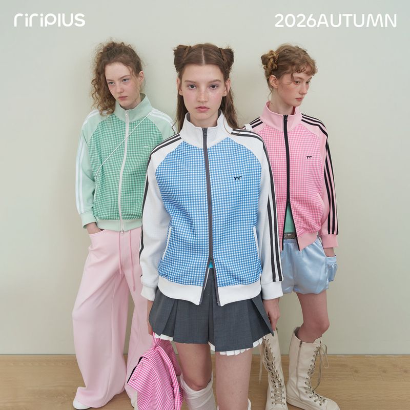 RIVERSTONE PLUS（リバー ストーン プラス）の「Riverstone Plus candy color plaid casual zip-up jacket for women, autumn new color-block stand collar long sleeve outerwear（Jackets/Outerwear）」