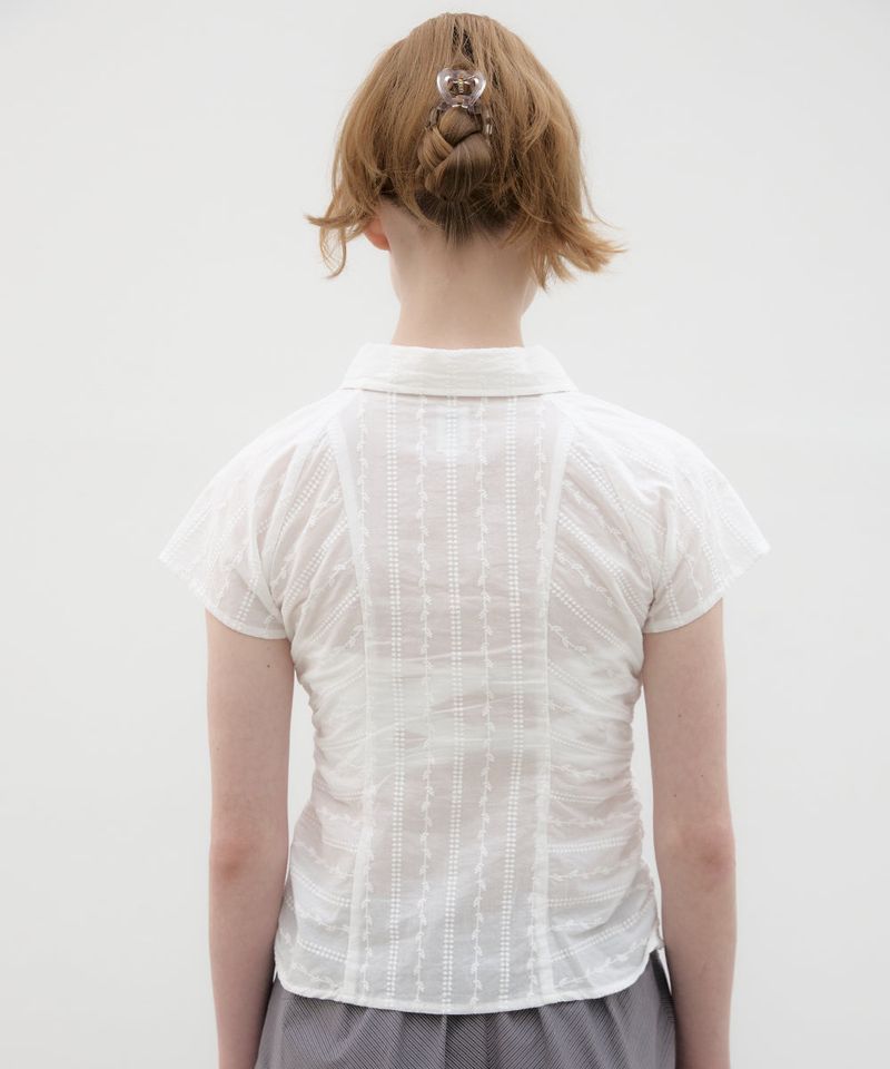 Broderie Shirring Shirt - White