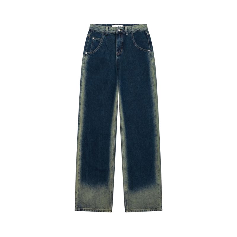 GREENERY COLOR SPRAY DYED WIDE DENIM PANTS code 21017