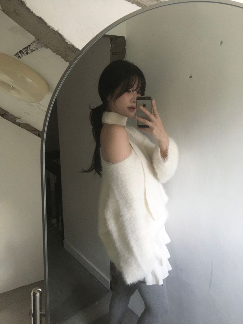 Fur V-neck muffler set