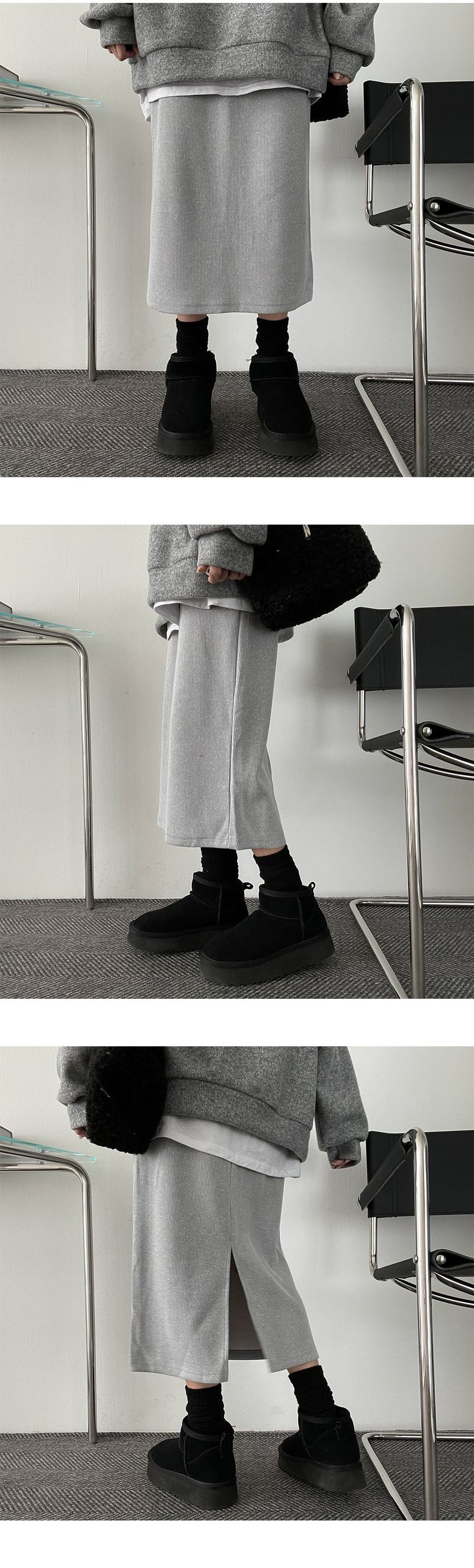 Canine Back Open V-neck Knit Skirt
