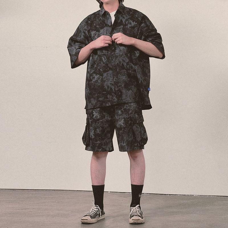 tie-dye half sleeve shirt_black