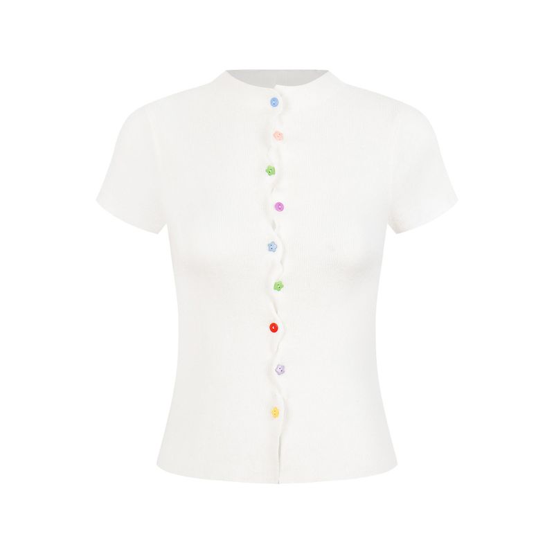 Vella Color Button Knit Top
