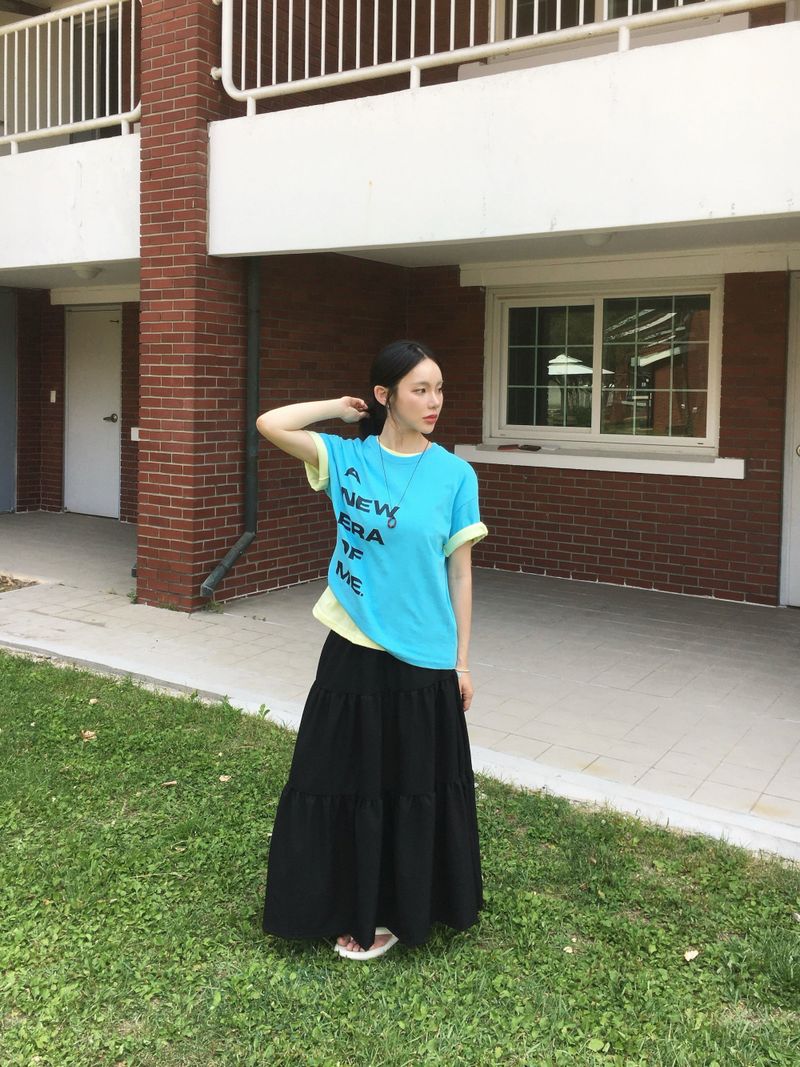 Flora Triple-Ruffle Long Skirt (2 Colors)