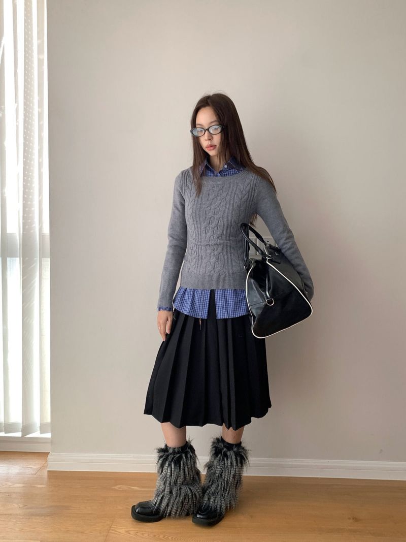 Academy Midi Pleats Banded Waist Skirt