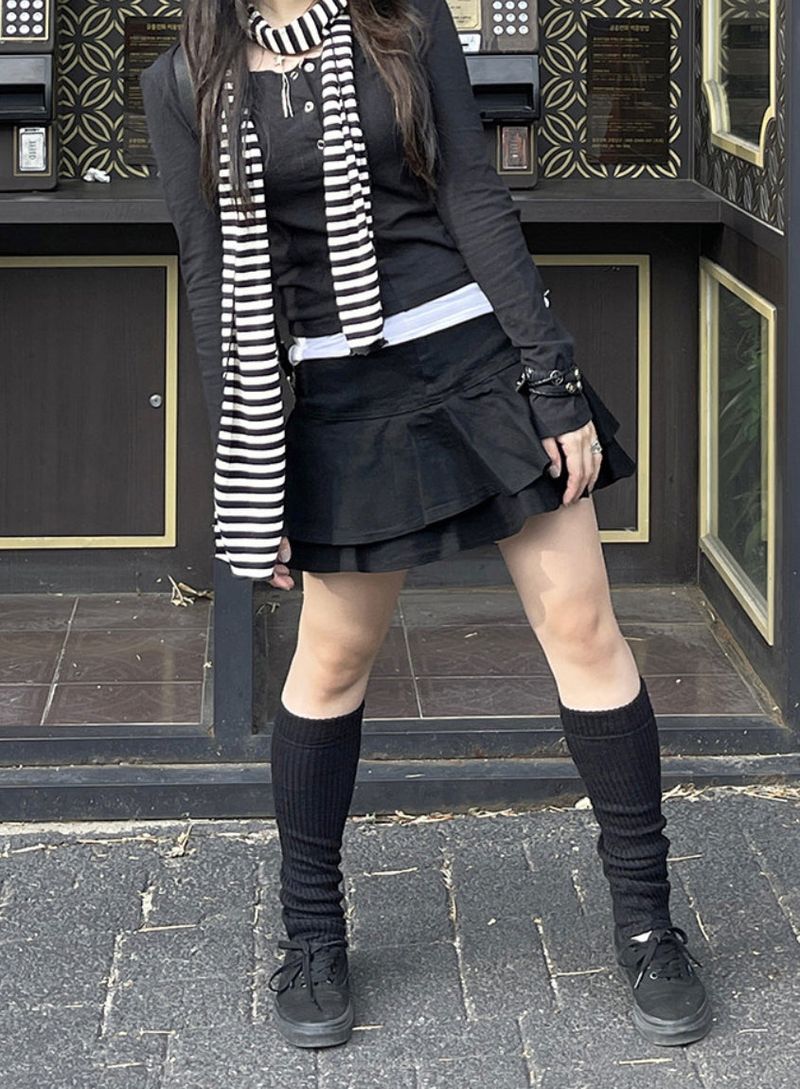 Dark Blue Denim Cancan Mini Skirt