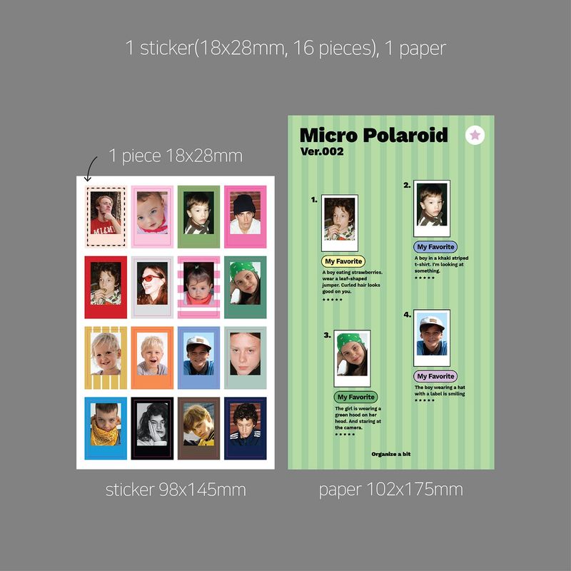 oab micro polaroid sticker / 001,002 set