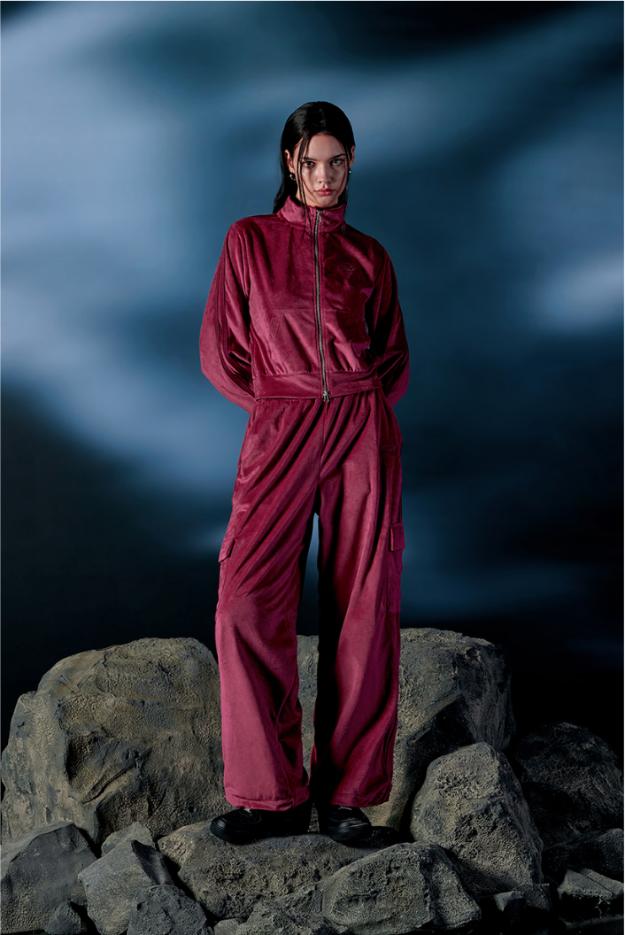 Velour Sporty Track Cargo Pants