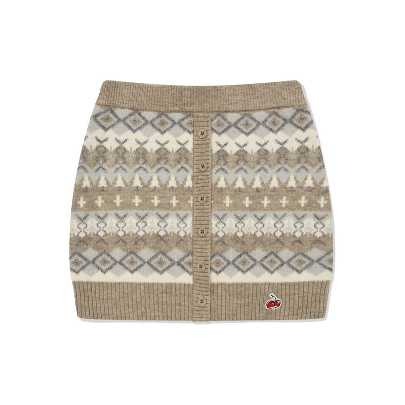 FAIR ISLE KNIT MINI SKIRT [SAND]