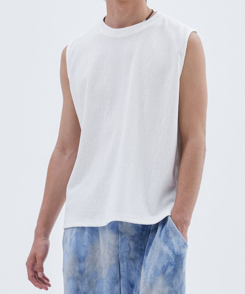 TRIP LE SENS（トリプルセンス）の「Logo Plate Over Sleeveless__White（Tops）」