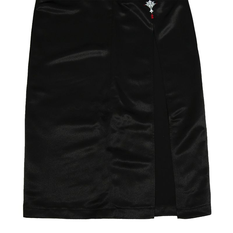 211-BUCKLE SATIN SLIT SKIRT