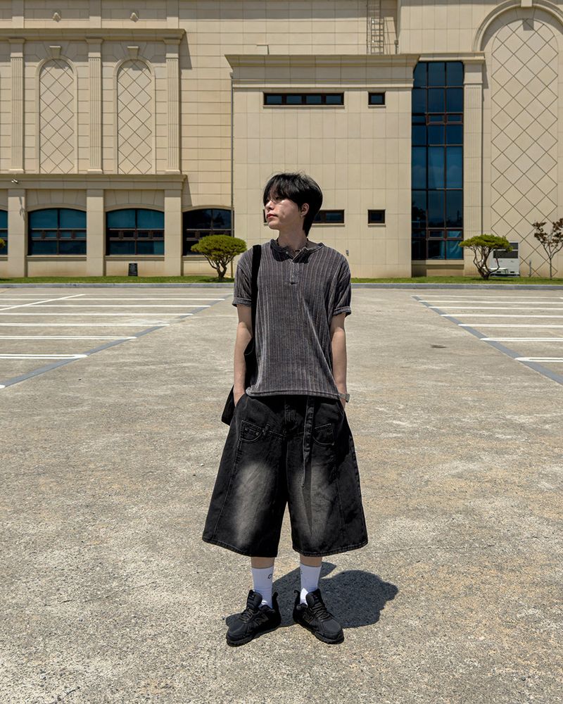 Beltic Asymmetric Pocket Bermuda Denim