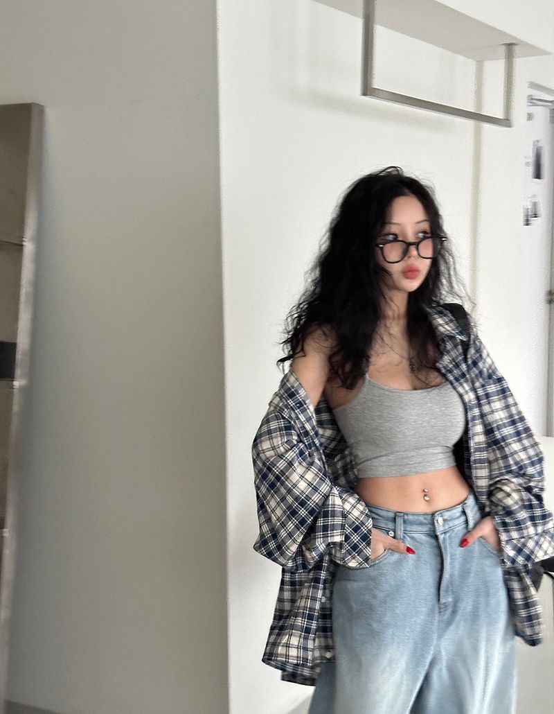 [UNISEX] String checkered shirt