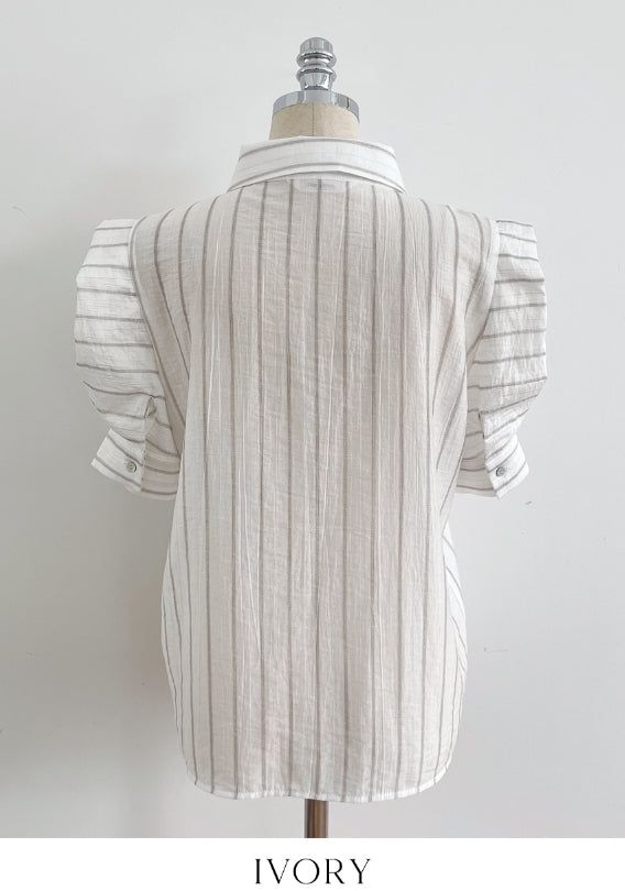 Tibet Stripe Puff Shirt Blouse