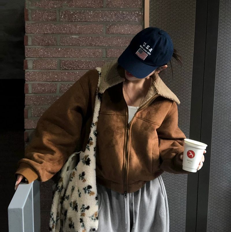 [BELLIDE MADE] Mock, suede blouson mouton jacket