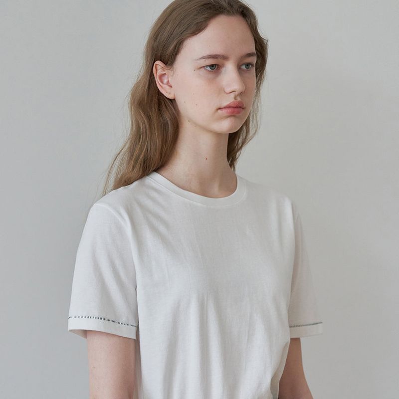 URAGO（ユラゴ）の「Grain cotton half t-shirt（Tops）」