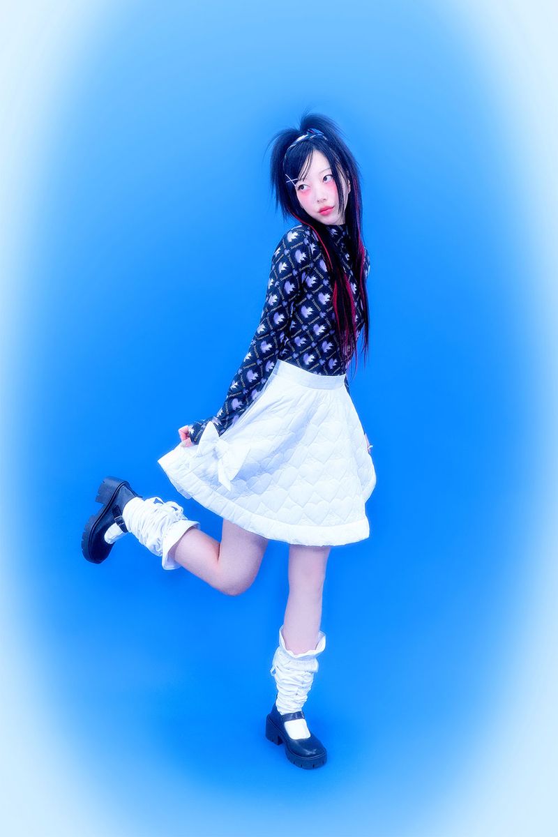 Heart Quilted Skirt (White)