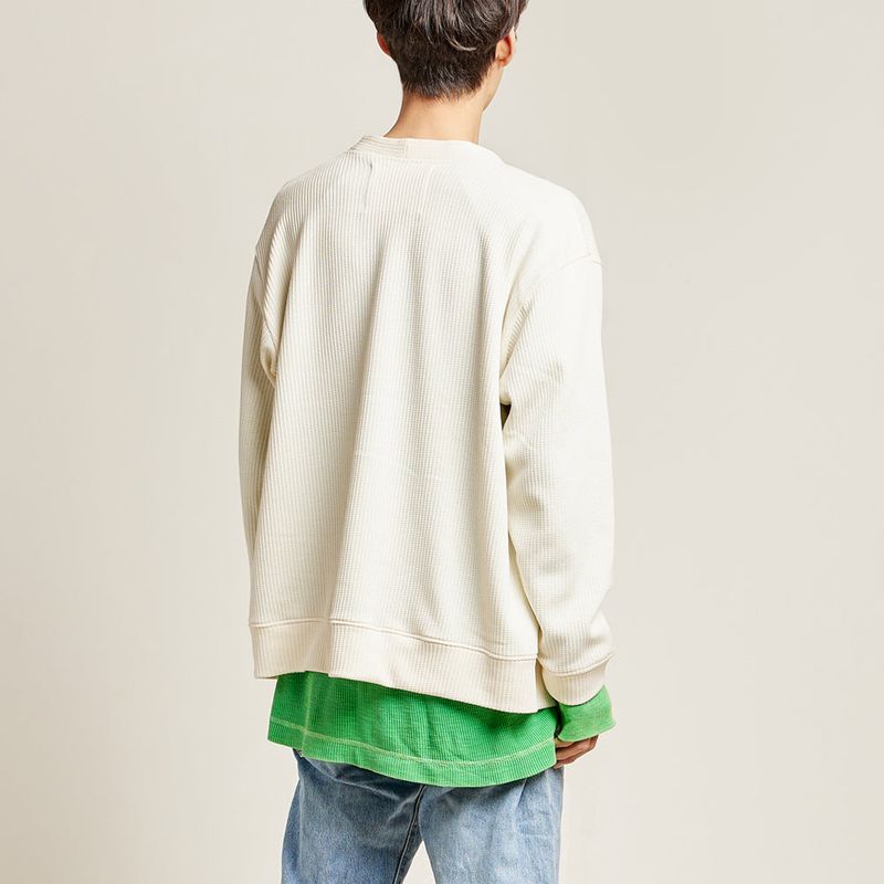 DAMP V-NECK WAFFLE CARDIGAN_IVORY