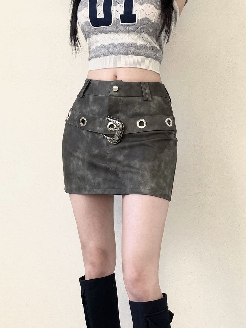 Seow（ソウ）の「1048. Western belt washing leather sk (4color)（Skirts）」