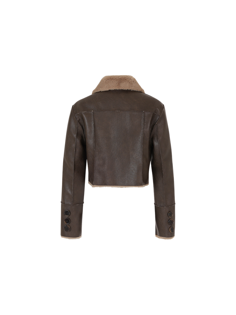 Short reversible leather mustang (Brown)