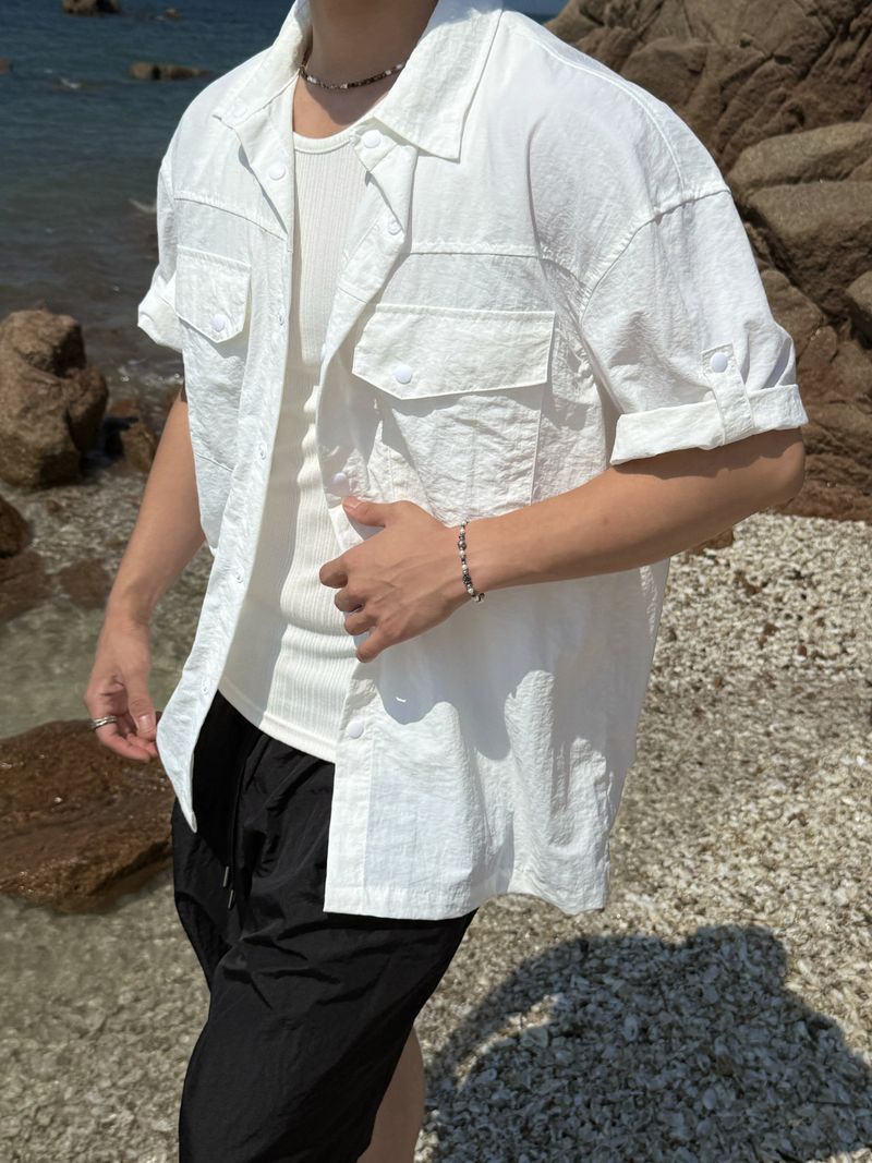 Nylon roll-up western shirt