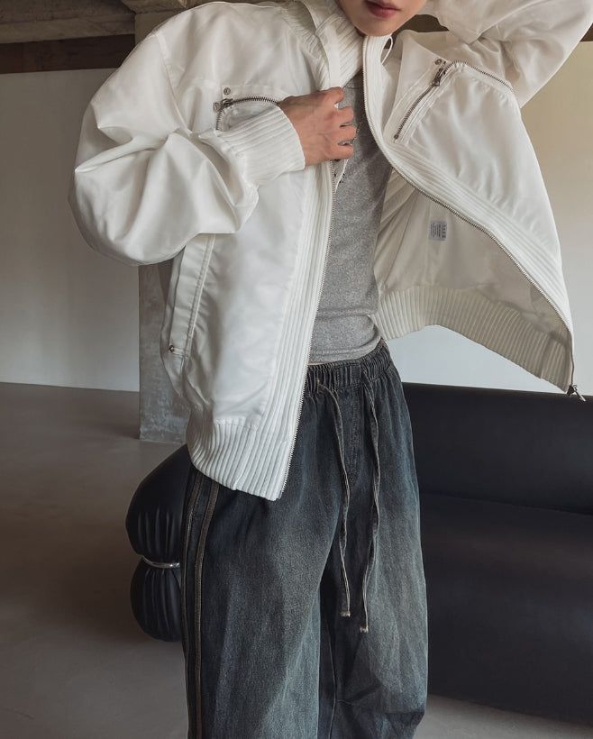 Hi-Lo Zipper Banded Jacket
