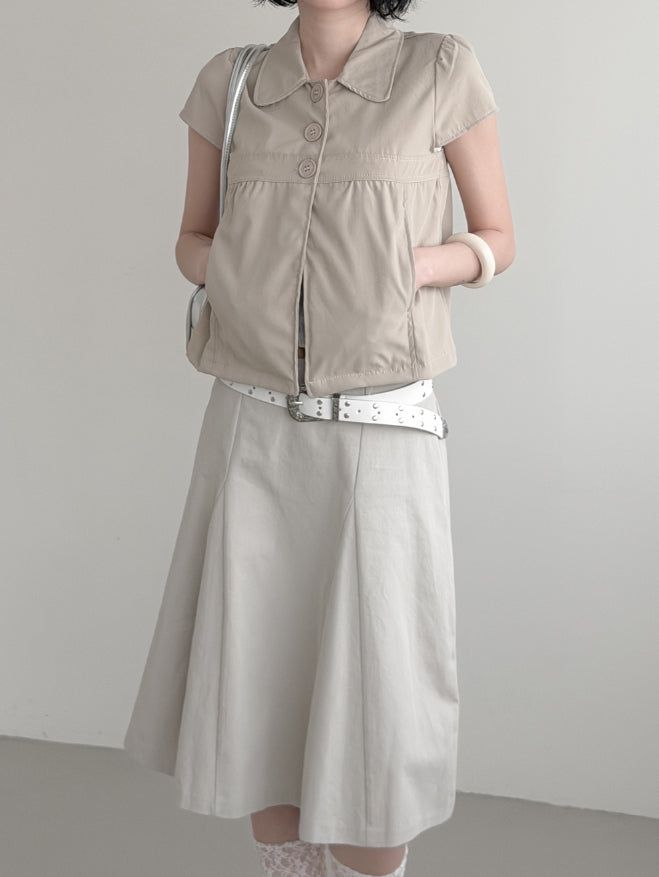 mnem（ムネム）の「Trench Button Crop Short Sleeve Shirt Jacket（Jackets/Outerwear）」