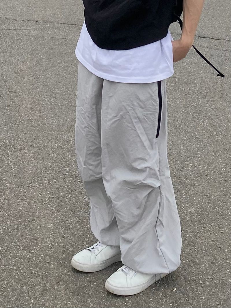 Coloration zipper nylon pants 2C