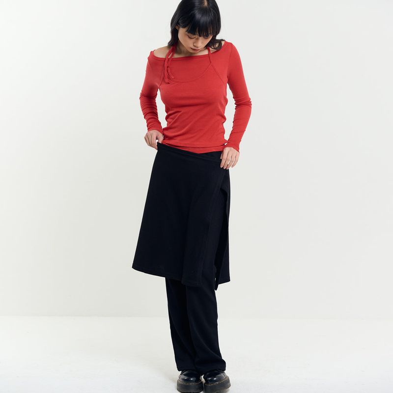 Wrap Skirt Pants Black