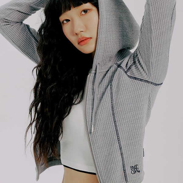 ROMANTIC CROWN（ロマンティッククラウン）の「BIKER KNIT HOOD ZIP UP（Tops）」