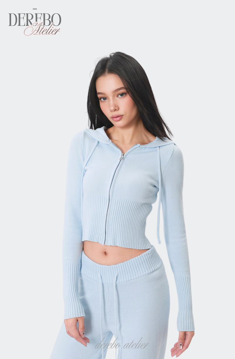 Cozy Knitwear Zip-up Training Set-up (TOP)
