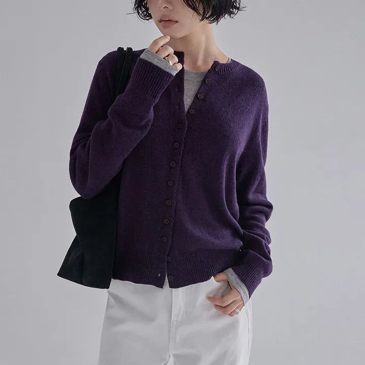[Kearin] Double-Button Wool Round Cardigan - 3 Colors