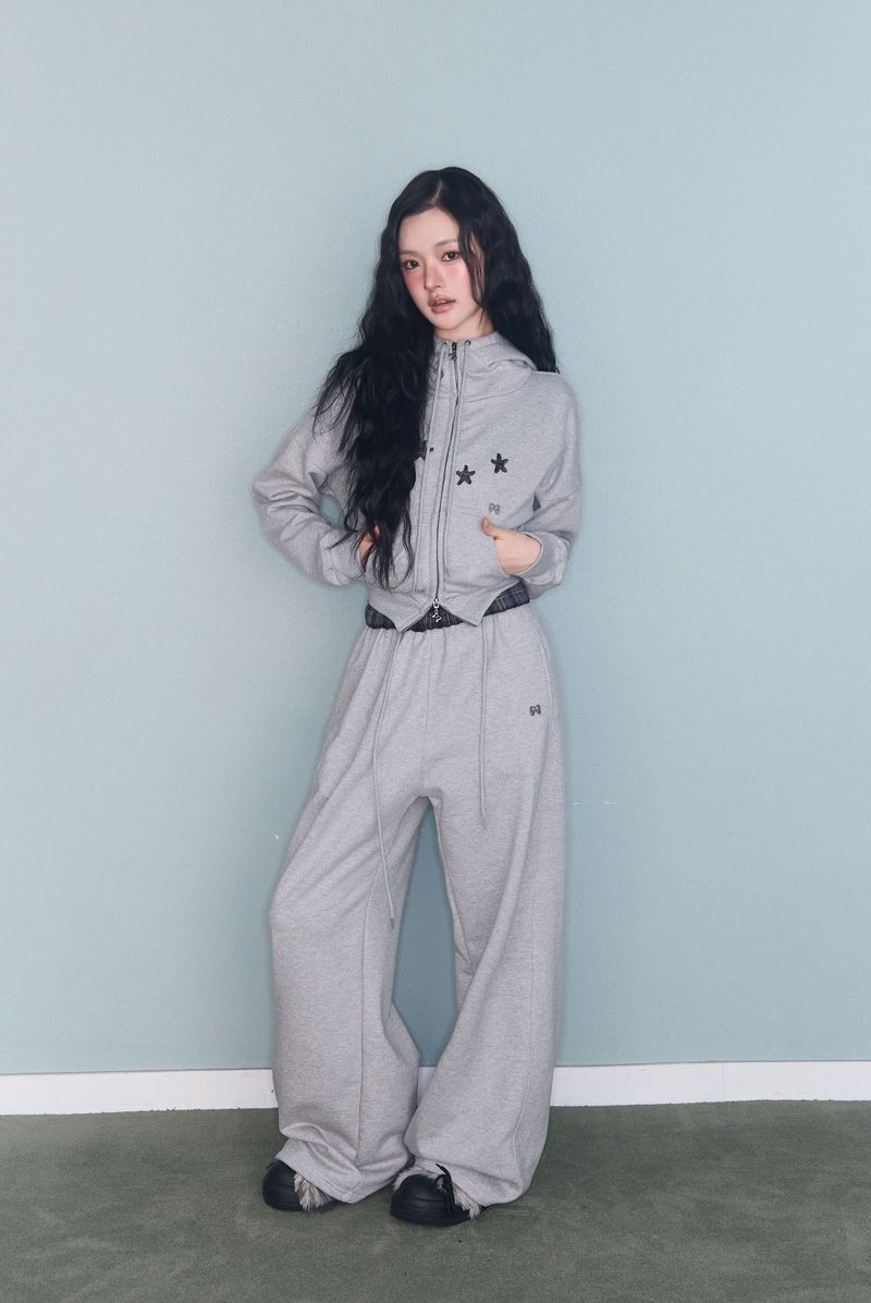 CONTRAST PATCH ZIP-UP GREY
