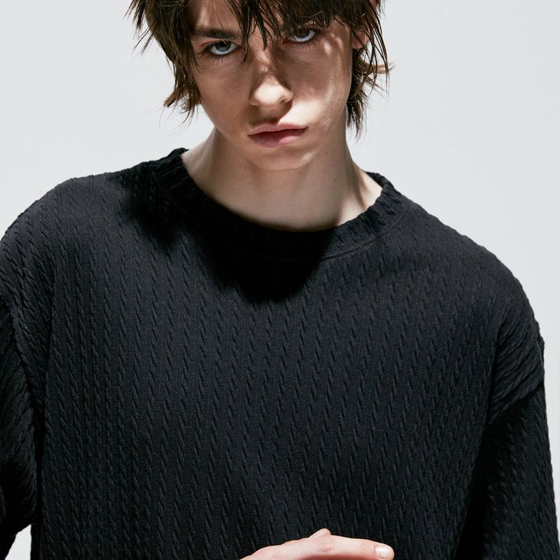 jacquard knit t-shirt black