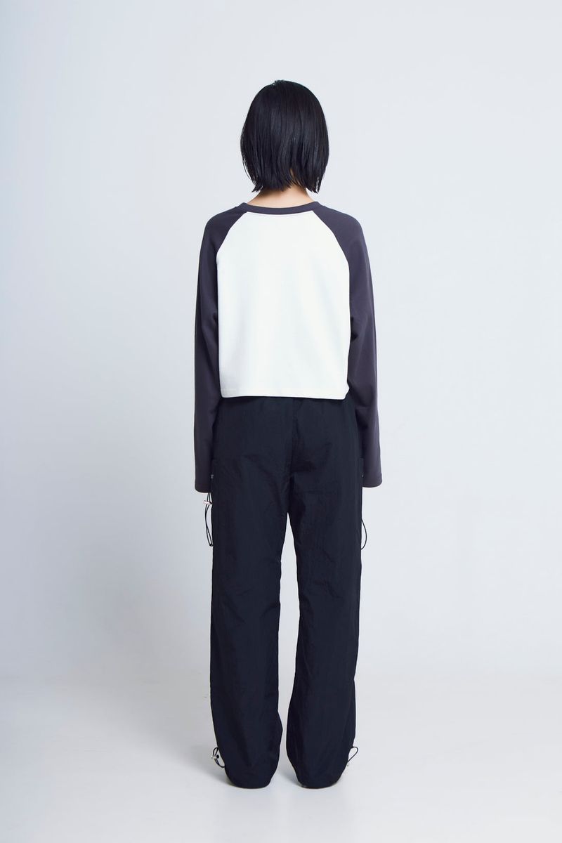 open armhole heart raglan ½T-shirts_charcoal/ivory