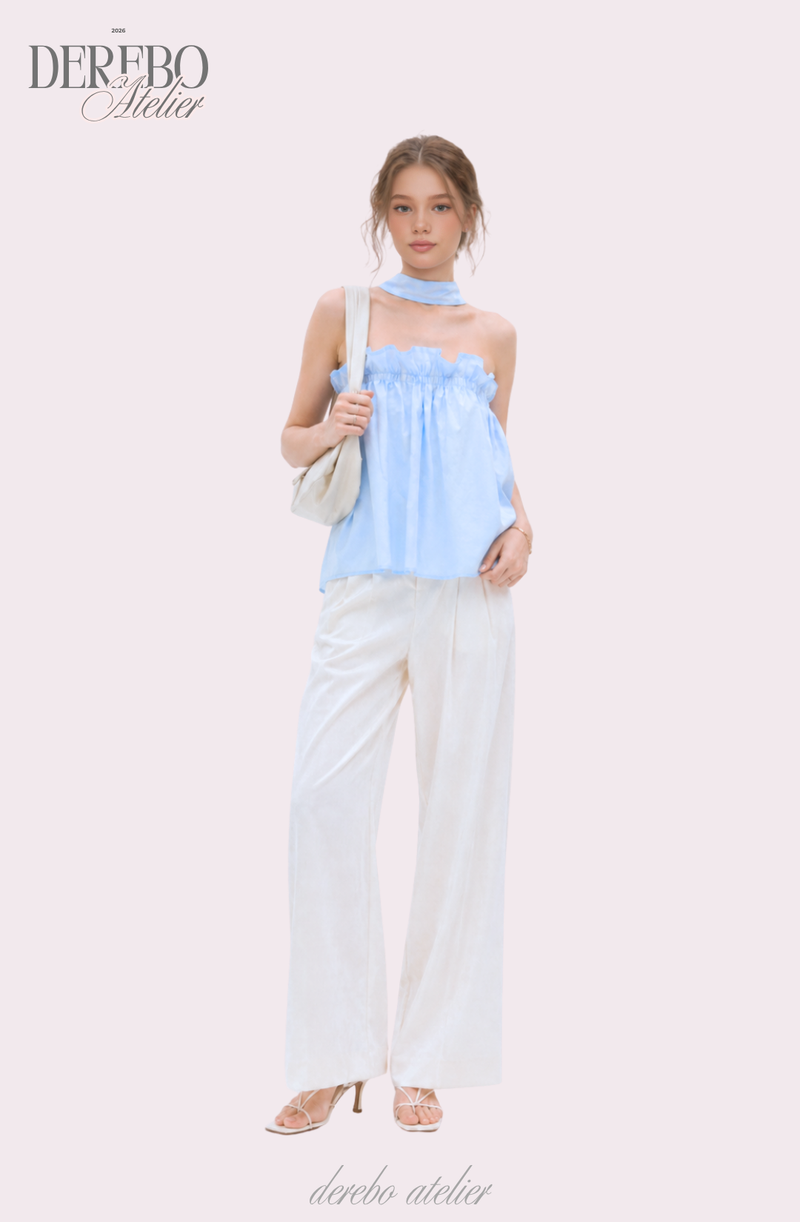 neck halter frill sleeveless top blouse
