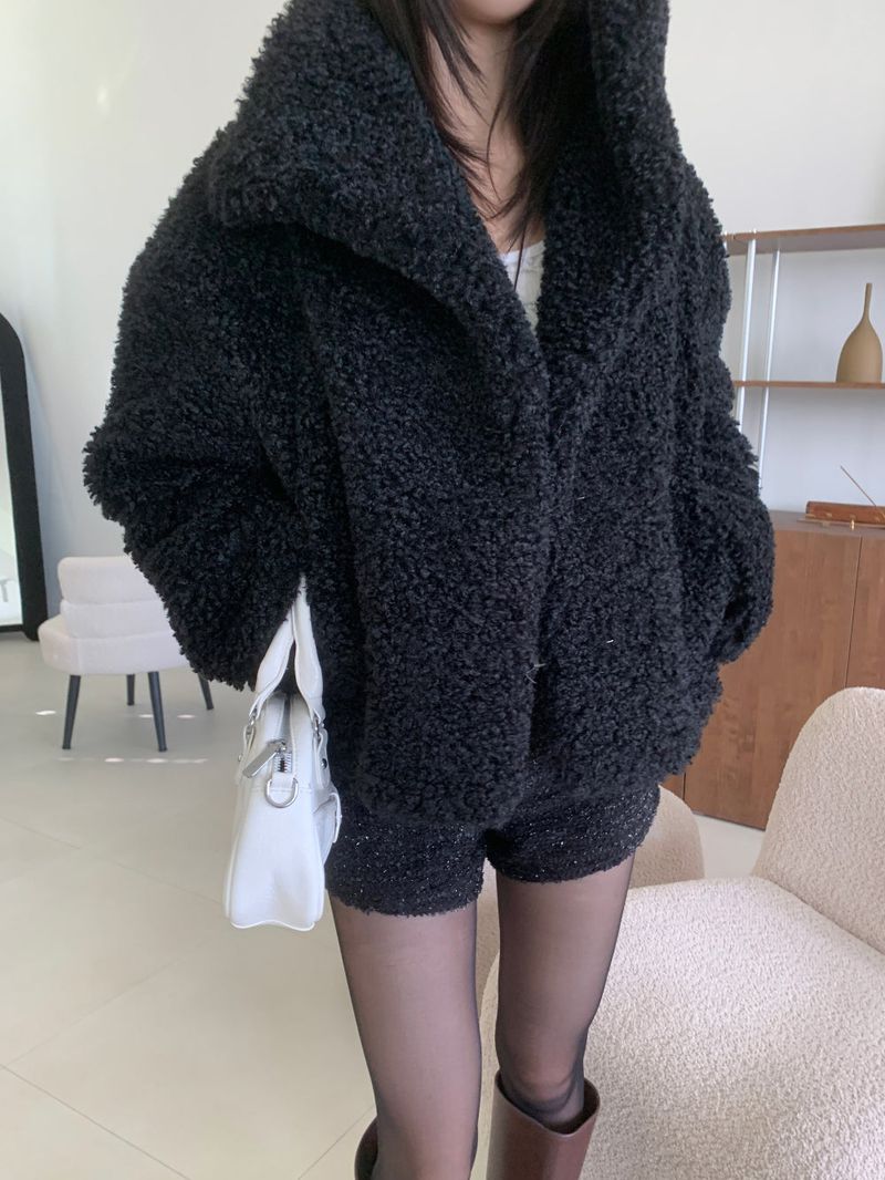 Teddy Hug Fuzzy High Neck Fur Jacket