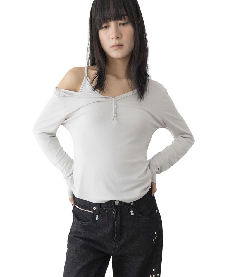 (Set) Mina V-Neck Layered T-Shirt