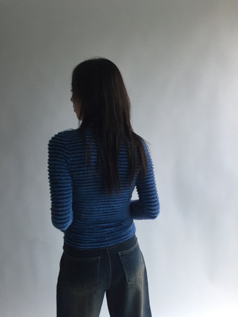 Tencel turtleneck striped t