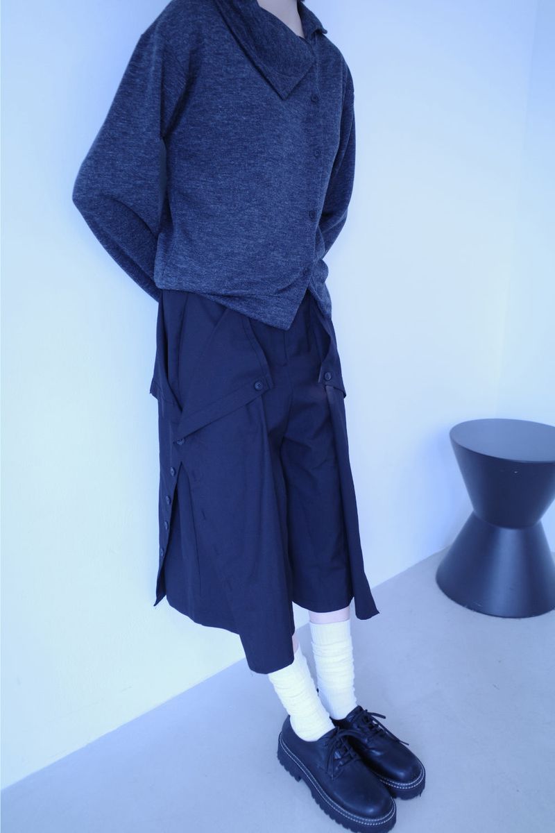 Maroon button bermuda pt (3color)