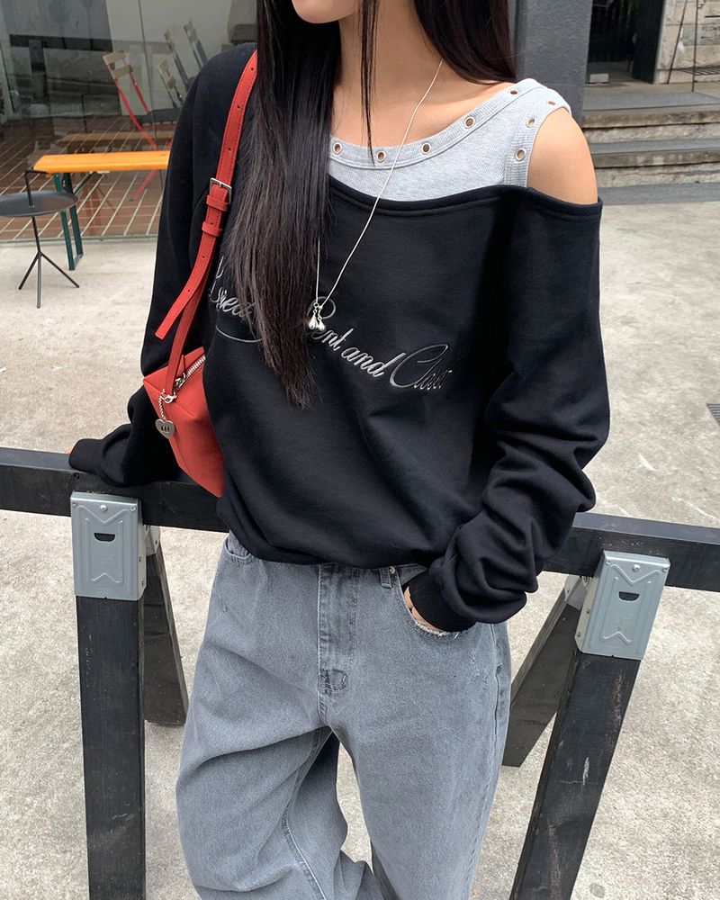 [ORIGINAL] Penny Layered String Off-Shoulder Sweatshirt
