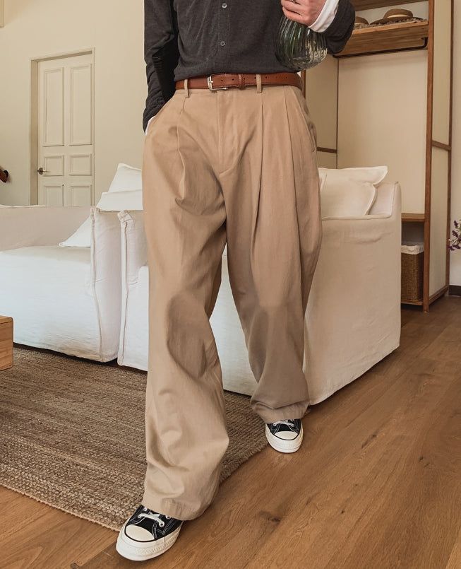 Merries Pintuck Banding Wide Pants