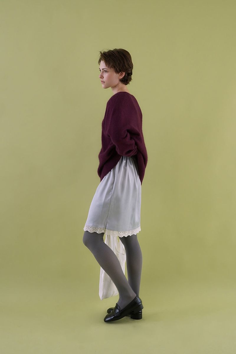 Slip satin midi skirt_skyblue