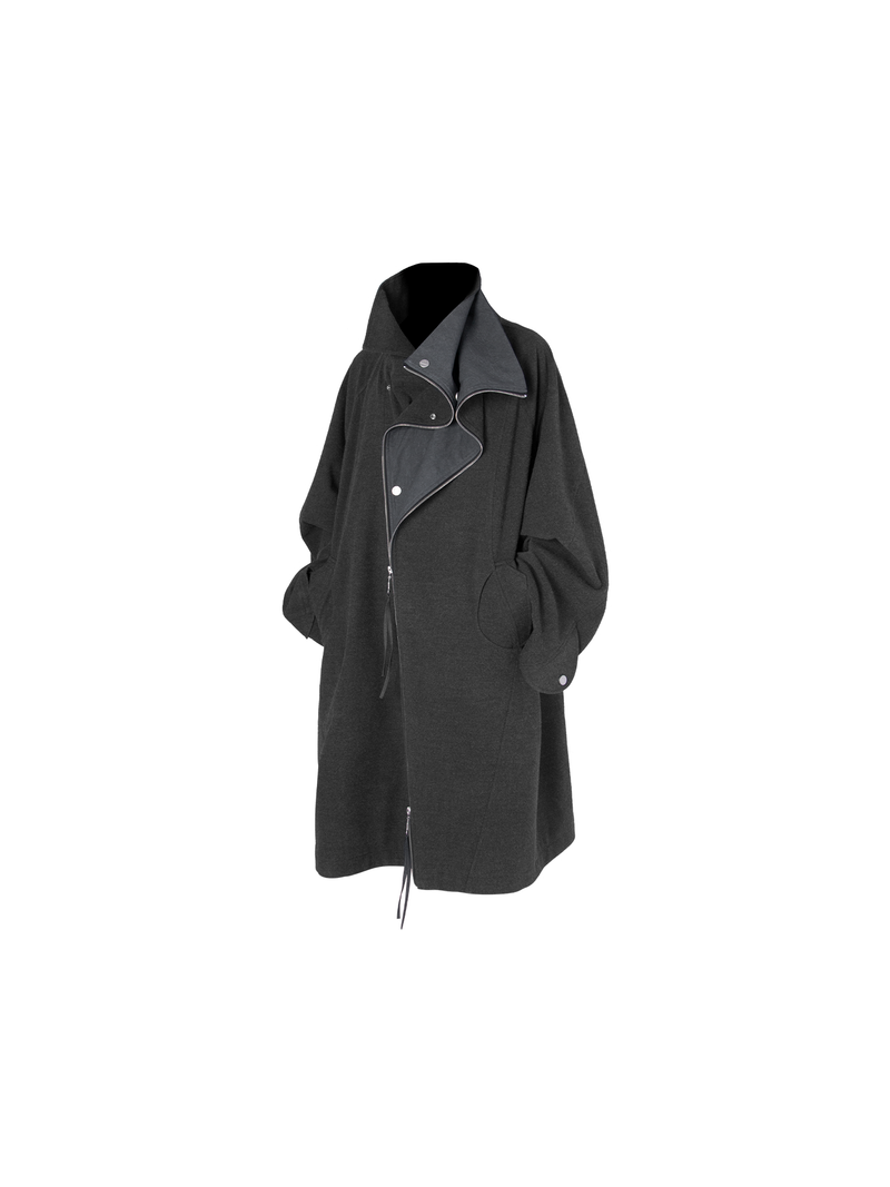 RELABEL（リレーベル）の「RELABEL Spatial Relations (Dark Space) Imported Australian Wool Double-Breasted Hidden-Button Four-Pocket Trench Coat（Jackets/Outerwear）」
