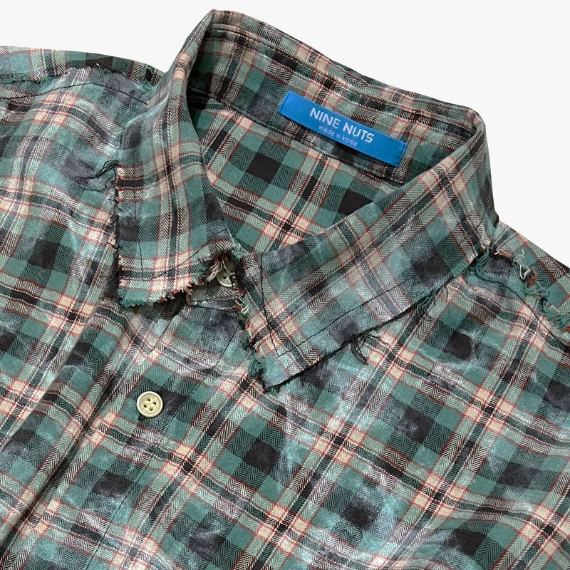smoke wash check shirt_green