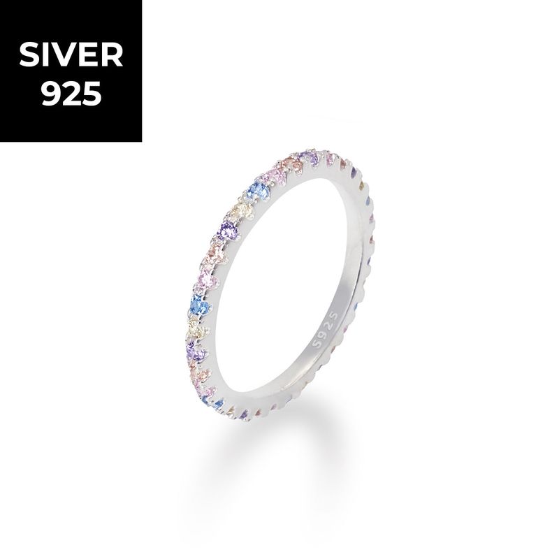 [S925] 2MM Pastel Tennis Rilng (silver)