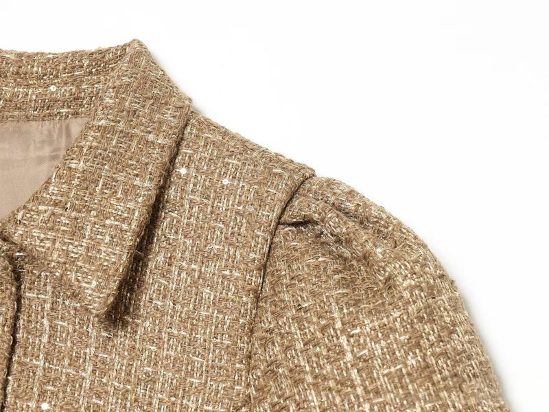 Lurex Tweed Puff Blouse