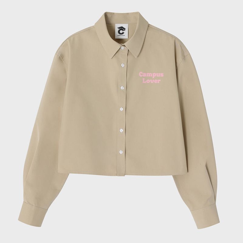 Campus Lover Beige Crop Shirt [For women]
