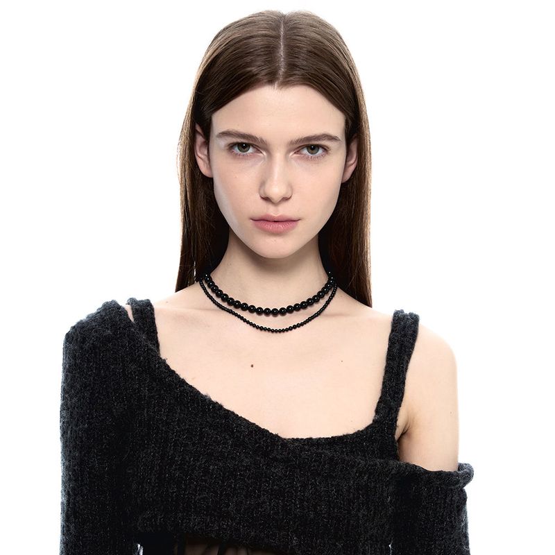 ESSENTIAL NO.4 BLACK PEARL NECKLACE 925 SILVER